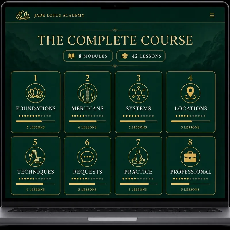 The complete course: 8 modules and 42 lessons in the Jade Lotus platform