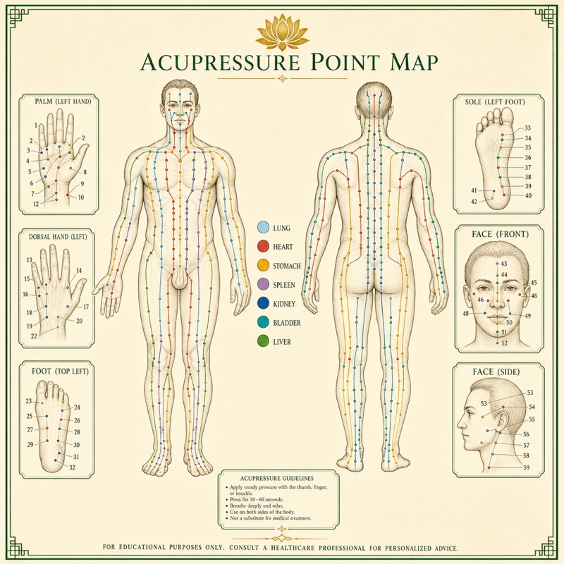 Clinical meridian and point map charts